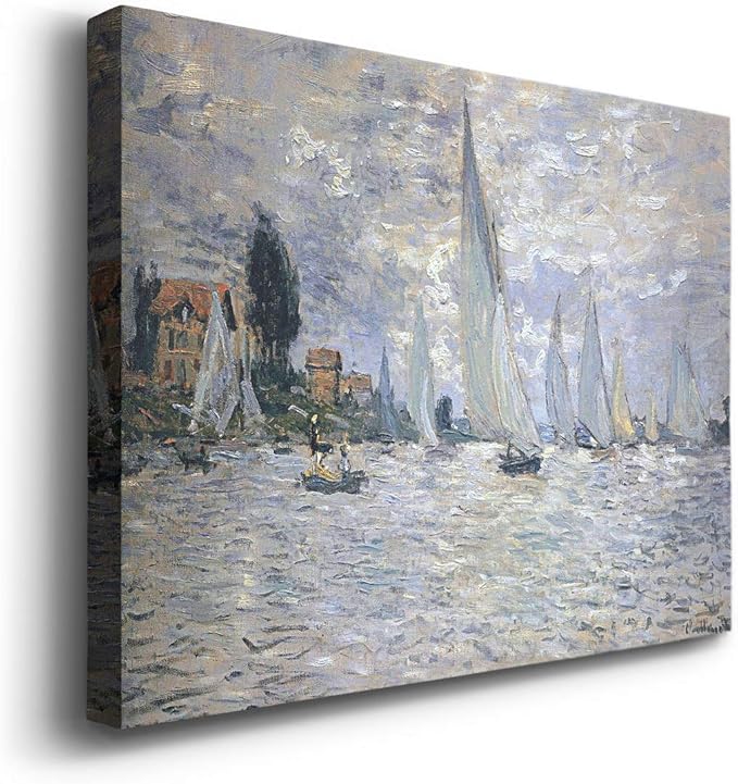 Wexford Home Home Decor Landscape Canvas Wall Art Abstract Floral Painting Modern Pictures Artwork Decoration for Living Room Kitchen Bathroom Office, Ready to Hang, The Boats Regatta at Argenteuil