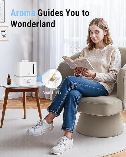 Bear Humidifiers for Bedroom, 2.5L Cool Mist Humidifiers and Oil Diffuser, Quiet Rapid humidifiers for Home Whole House, with Adjustable Mist Output and Auto Shut-off, White