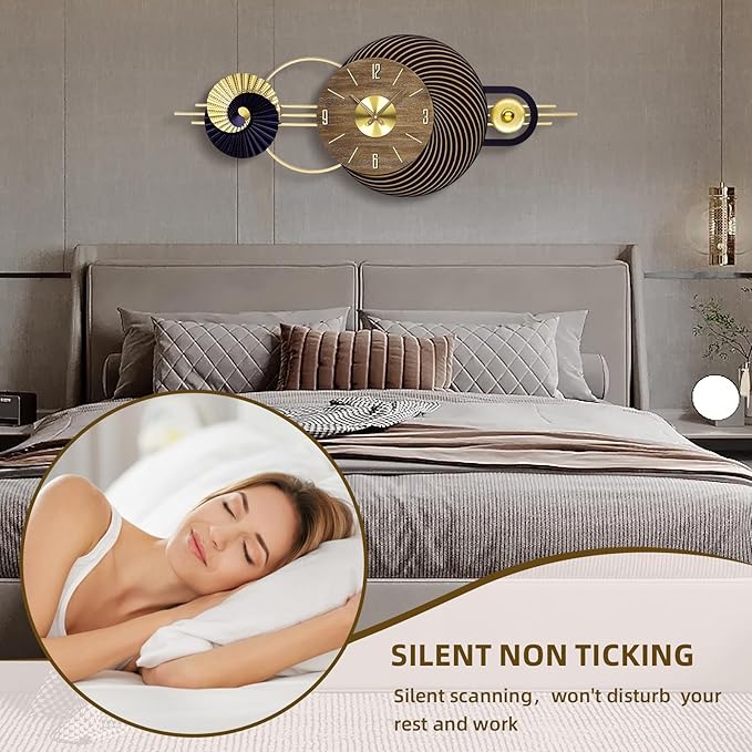 39x16 Inch Large Modern Wall Clock for Living Room – Contemporary Minimalist Silent Non-Ticking Decorative Analog Clocks for Office, Home Decor, Bedroom, Kitchen, Entryway