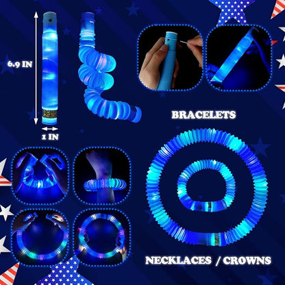 12-24 PCS Blue Glow Sticks for Kids,Light Up Pop Tubes Party Favors for Toddlers,Goodie Bag Stuffer Fillers,Birthday Valentines Day Mardi Gras Party Gifts Non Candy Treats Prizes Toy for Boys Girls