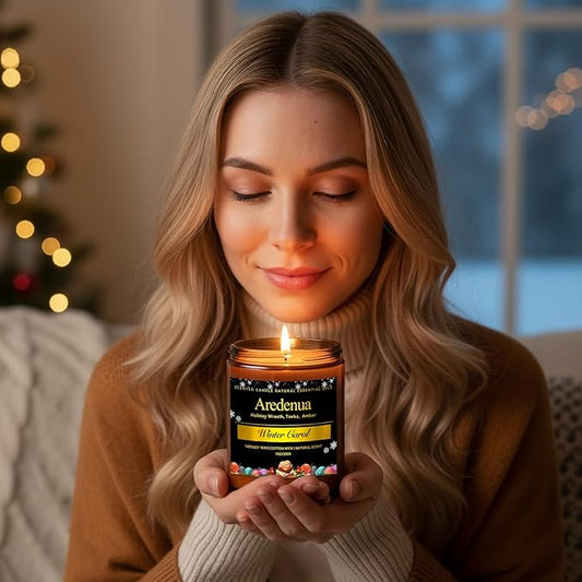 Winter Candles Set | 4 Pack Holiday Scented Candles - Cozy Winter Soy Candle Scents of Warm Cashmere/Firewood/Cedar & Fir/Salted Caramel - Christmas Candle Gifts for Women Men, Holiday Home Décor