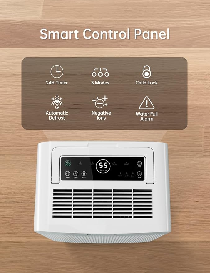 HUMSURE 4500 Sq. Ft 80 Pints Dehumidifier Equipped With Drainage Hose, Automatic Defrosting, for Basement, Home, Bathroom, Bedroom,24-Hour Timer Function