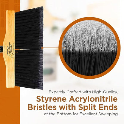 Fuller Brush 10-Inch Maple Wood Broom with 2 Piece Black Steel Threaded Handle for Indoor and Outdoor Cleaning on Hard Floors, Tile, Concrete, and Garage Surfaces
