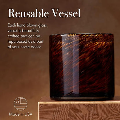 LAFCO New York Holiday Signature Fall Candle, Spiced Pomander - 15.5 oz - 90-Hour Burn Time - Reusable, Hand Blown Glass Vessel - Made in The USA