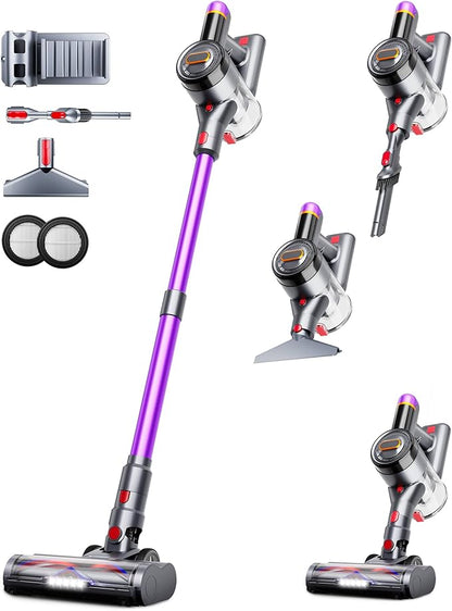 Cordless Vacuum Cleaner, Upgraded 550W 45Kpa 60Mins Vacuum Cleaners for Home, Anti-Tangle Stick Vacuum with Self-Standing, LED Display, 8-in-1 Wireless Vacuum for Carpet Pet Hair Hardfloor
