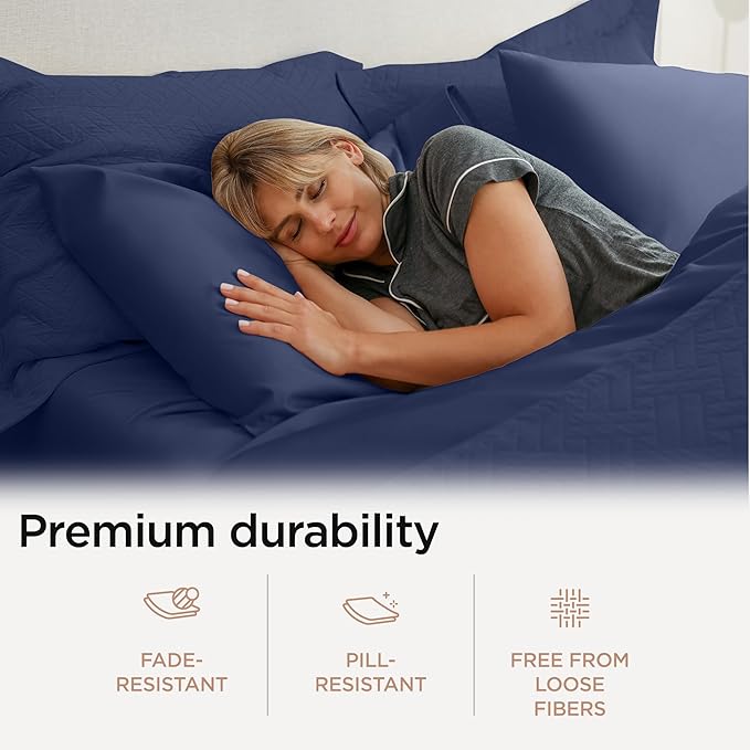 Threadmill Full Size Luxury Sheets | 656 Thread Count Supima Cotton Sateen Sheets | 4 Piece Set with Extra Deep Pocket | Folkstone Blue