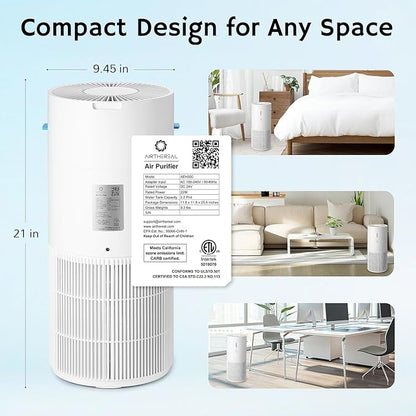 Airthereal 2-in-1 Air Purifier and Humidifier Combo for Large Room up to 1325 ft², 3-Stage Filters, Air Quality Monitor and Quiet Sleep Mode, Evaporative Humidifier with Auto Humidity Monitor, AEH300