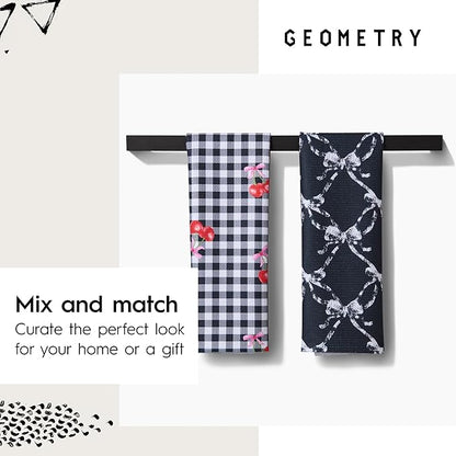 GEOMETRY Spring Kitchen Towels - Quick Dry Microfiber Cloth Spring & Summer Dish Towels for Kitchen Drying - Premium Quick Dry Towel - Strawberry Shortcake Lines, 18" x 30" - 1-Pack