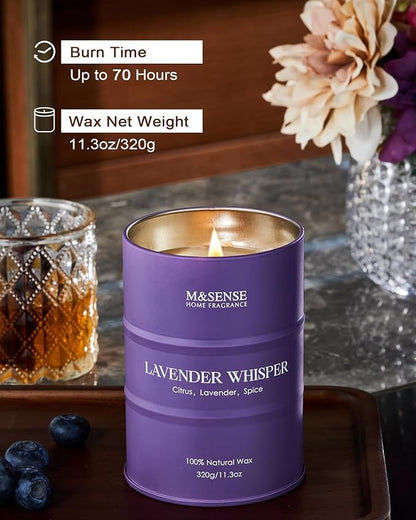 M&SENSE Lavender Soy Candles for Home Scented 11.6oz 70 Hour Long Burning, Aromatherapy Candle for Stress Relief Meditation Relaxing, Appreciation Gifts for Mom Teacher Friends