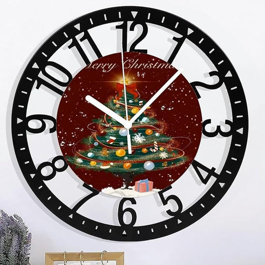 Wall Clock 10 Inch Silent Non-Ticking Modern Clocks Battery Operated - Analog Small Classic for Office, Home, Living Room,Bathroom, Kitchen, Bedroom, School,Snowman Clock