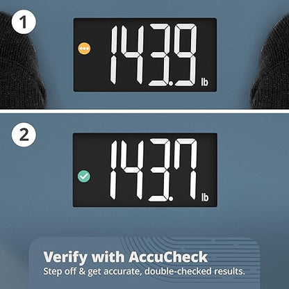 Greater Goods Digital AccuCheck Bathroom Scale for Body Weight, Capacity up to 400 lbs, Batteries Included, Stone Blue
