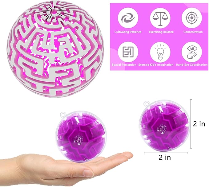 100 Pcs Puzzle Maze Ball Mini 3D Gravity Cube Puzzle Ball Toy for Kids Ages 3 6 7 8-10, Educational Challenges Magic Brain Teasers Games for Boys Girls Birthday Gifts Classroom Prize