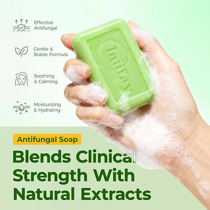Inlifay Antifungal Soap with Tea Tree Oil: Antifungal Bar Soothing Care & Fast Itch Relief for Ringworm Jock Itch Tinea Versicolor Athlete's Foot - Home Travel Gym Use for Active Men