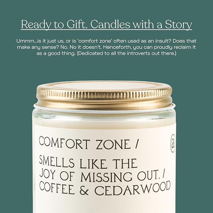 Anecdote Candles 'Comfort Zone' Coconut Soy Wax Candle Jar | Premium Hand Poured & Long Burning |Coffee & Cedarwood Scent | Phthalate-Free | for Home, Office, Gift - 7.8 Oz