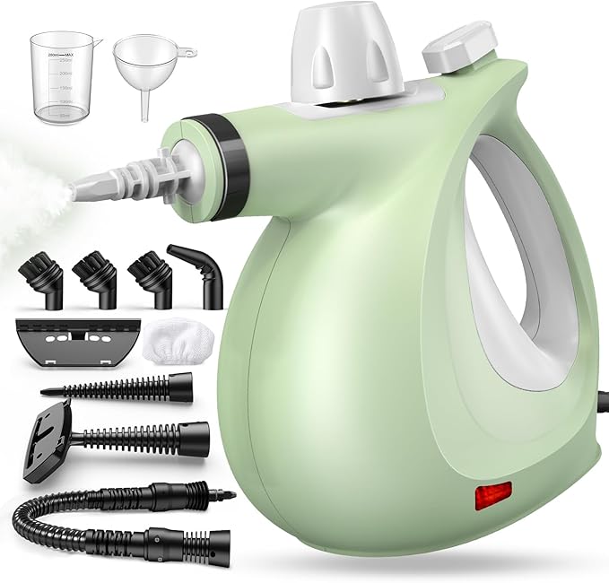 Steam Cleaner, Powerful Pressurized Handheld Steam Cleaner for Home with 11pcs Set, Chemical-Free Multi-Surface Steamer for Effective Cleaning Tile, Grout, Windows, Bathrooms, Kitchens, Upholstery,Car
