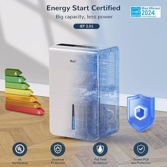 Dehumidifier for Basement,Energy Star Certified for 4500 Sq.Ft Large Room, MAX to 70 Pints/day, included 16.4 Feet Drain Hose and Pump,White
