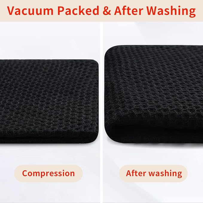 Homaxy 100% Cotton Kitchen Towels and Dishcloths Set, 12 x 12 Inches and 13 x 28 Inches, Set of 10 Bulk Kitchen Towels Set, Ultra Soft Absorbent Dish Cloths for Washing Dishes, Black