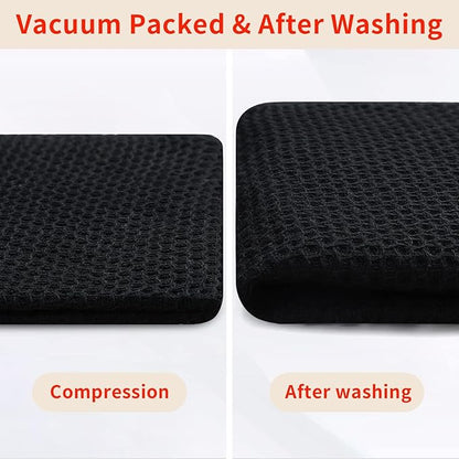 Homaxy 100% Cotton Waffle Weave Kitchen Dish Towels, Ultra Soft Absorbent Quick Drying Cleaning Towel, 13 x 28 Inches, 12-Pack, Black