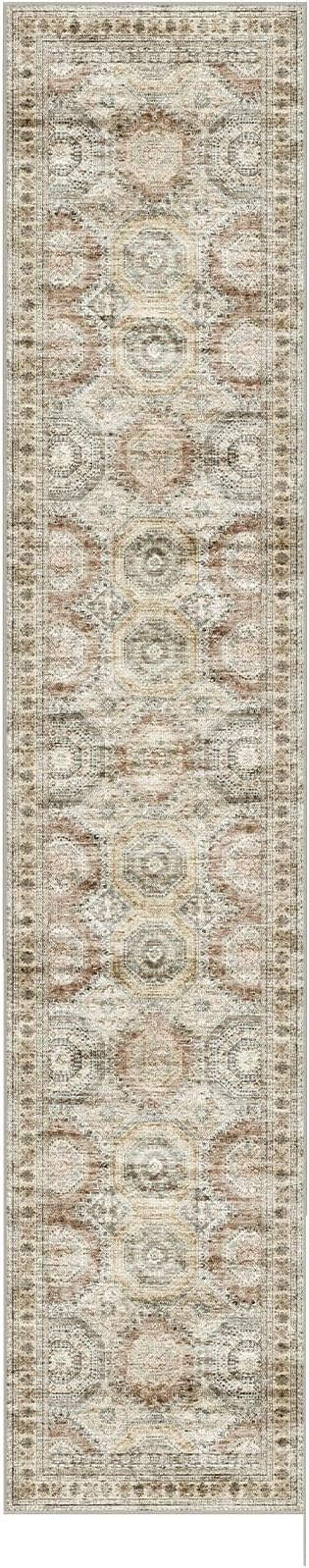 Long Bathroom Rugs Runner - Washable Runner Rugs for Hallway 2x10, Ultra-Thin Soft Kitchen Carpet Runner, Anti Slip Backing Runner Rugs for Entrance, Bedroom, Living Room(2'x10', Brown/Pink)