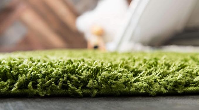 Unique Loom Solid Shag Collection Area Rug (8' Square, Grass Green)