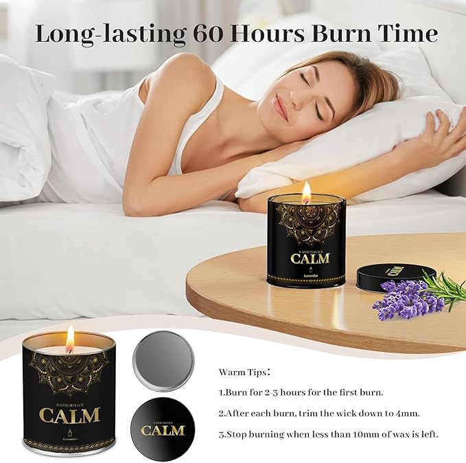 WarmEmbrace Scented Candles, 9 Oz Candle Sets for Home, Office, Meditation, Yoga, Candle Set for Women & Men, Birthday, Christmas, Anniversary, Valentine's Day Present, (2 Pack, Lavender & Vanilla)