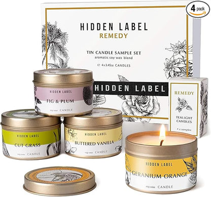 Hidden Label Fall Candles Set, 4 Pack Candle for Home Scented Aromatherapy Candle Gift Set for Women | Stress Relief | Meditation | Yoga | SPA | Bath, Autumn Candle Set