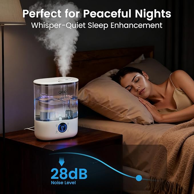 GTPLAYER Smart Humidifiers for Bedroom, 5L Top Fill Supersized Humidifier Essential Oil Diffuser for Baby & Plants, 3 adjustable Mist with 28dB Quiet, Touch/APP/7-color Nightlight, 36H Runtime, White