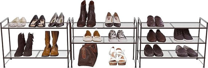 SIMPLE HOUSEWARE 3-Tier Stackable Mesh Shoe Rack, Bronze