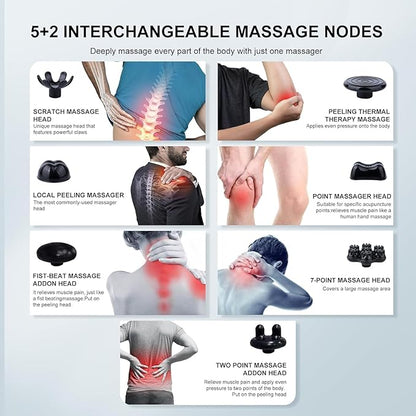 MEGAWISE Cordless Back Massager for Shoulders, Waist, Legs, Rechargeable 3200mAh Battery, 5 Speed and 5 +2 Massage Nodes 5 Hard, 2 Silicone Nodes, Massage While Moving Around (Off White Cordless)