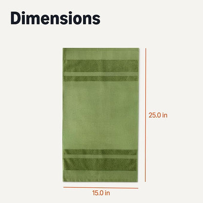 Amazon Basics Organic Cotton Waffle Kitchen Dish Towels - Ultra Absorbent, Quick Drying, Lint-Free, 15 x 25 inches, 6-Pack (2pc Olive Light/Brown Strip, 2pc Brown, 1pc Olive, 1pc White)