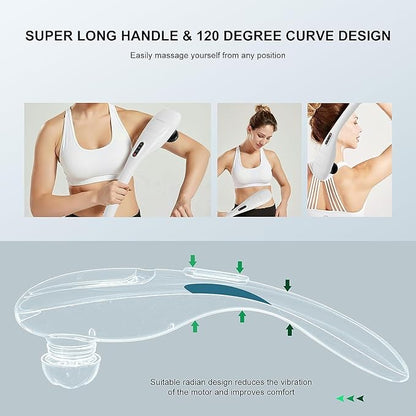 MEGAWISE Cordless Back Massager for Shoulders, Waist, Legs, Rechargeable 3200mAh Battery, 5 Speed and 5 +2 Massage Nodes 5 Hard, 2 Silicone Nodes, Massage While Moving Around (Off White Cordless)