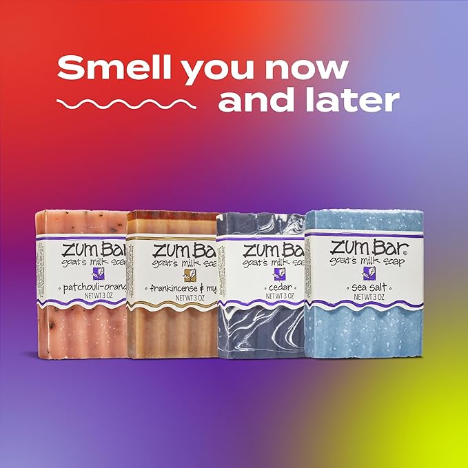 Indigo Wild Zum Goat's Milk Soap Bar - Bar Soap for Hands & Body Made with Essential Oils - 3 oz - Earth & Sea Blends (4 Pack)