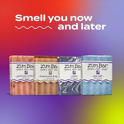 Indigo Wild Zum Goat's Milk Soap Bar - Bar Soap for Hands & Body Made with Essential Oils - 3 oz - Earth & Sea Blends (4 Pack)