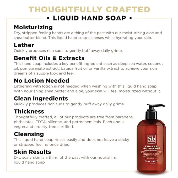 Soapbox Liquid Hand Soap Refill, Vanilla & Lily Blossom, Gentle & Moisturizing Hand Wash for Kitchen and Bathroom, Vegan & Cruelty Free, 64oz Half Gallon Refill (Pack of 1)