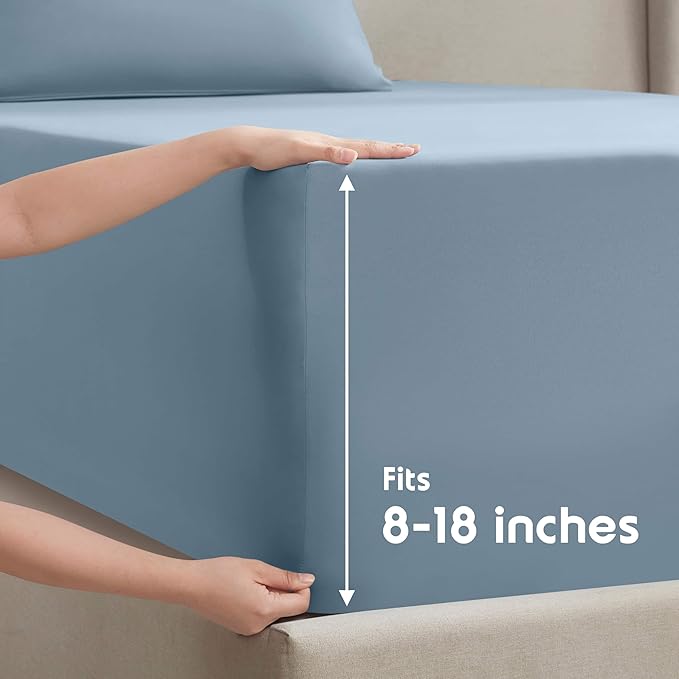 Nestl Twin XL Sheet Set - College Dorm Size - Luxury 1800 Ultra-Soft Microfiber Twin Extra Long Bed Sheets - Deep Pockets - Easy Fit - Extra Soft - 3 Piece Set (Twin XL, Stone Blue)