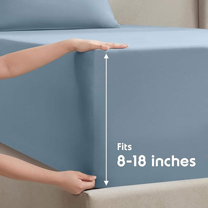 Nestl Twin Sheet Set - 1800 Ultra-Soft Microfiber Twin Bed Sheets - Double Brushed - Deep Pockets - Easy Fit - Extra Soft - 3 Piece Set - Bedding Sheets & Pillowcases (Twin, Stone Blue)
