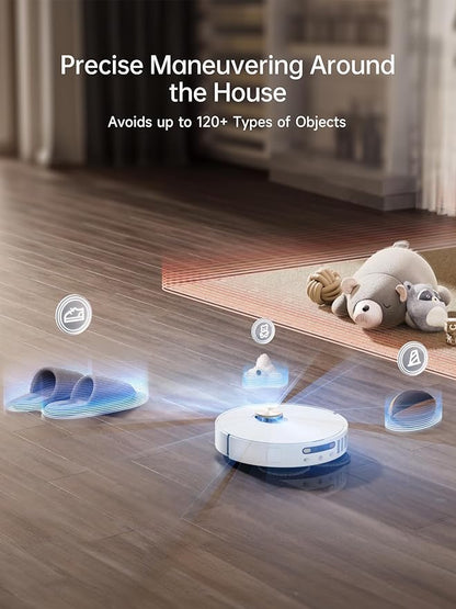 DREAME X40 Ultra Robotic Vacuum with Removable & Liftable Mop, 12,000Pa Suction, Side Brush Extensive Cleaning, 158°F Mop & Washboard Self Cleaning, Auto-Empty, Auto Refill, liftable Brushes White