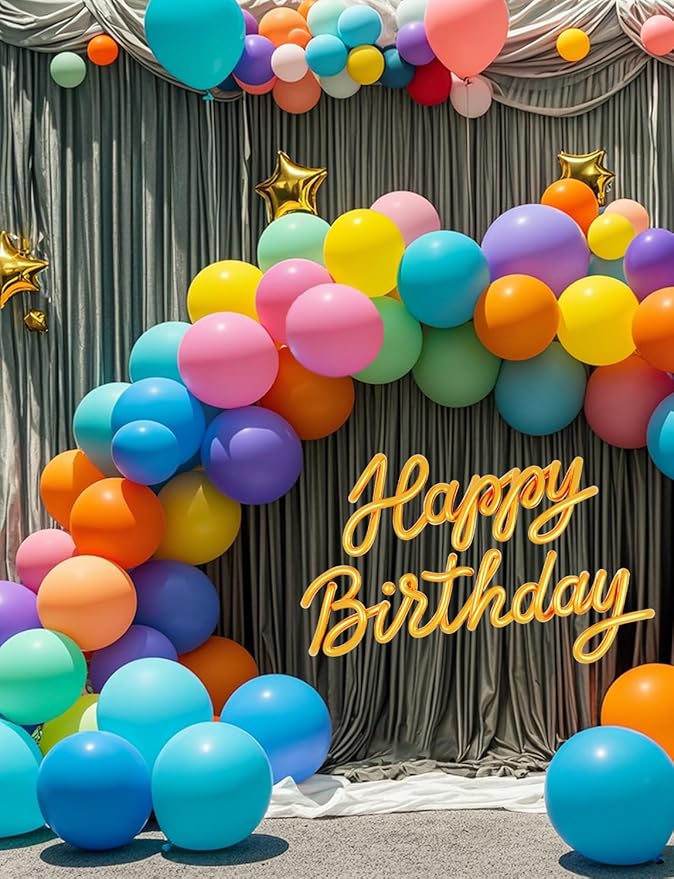 10 Colors Rainbow Party Balloons 100 Pack, 12 Inch Vibrant Latex Helium Round Balloons Garland for Birthdays Weddings Baby Showers Arch Decorations
