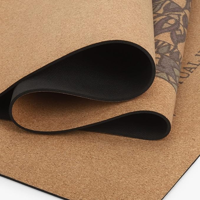 Shakti Warrior Mandala Pro Cork Yoga Mat - Premium Printed Natural Eco-Friendly Non-Slip Mat Great for Regular & Hot Yoga, Pilates, Workouts (72 inch x 24 inch x 3mm Thick)