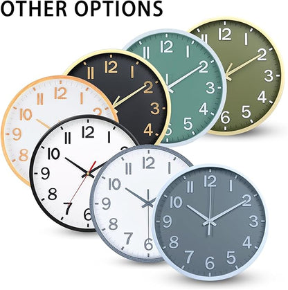 Wall Clocks Battery Operated 12 inch Modern Wall Clock,Silent Non Ticking Wall Clock for Living Room Bedroom Kitchen Office Classroom Decor (Gray White)