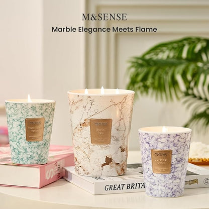 M&SENSE Santal Scented Candles for Home, 3-Wick Highly Scented Jar Candles, Extra Large Candle 35 Oz 150 Hours Long Lasting Burning, Relaxing Aromatherapy Candle for Stress Relief, Meditation