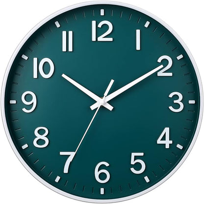 HZDHCLH Green Wall Clocks Battery Operated,12 inch Silent Non Ticking Modern Wall Clock for Living Room Bedroom Kitchen Office Classroom Decor