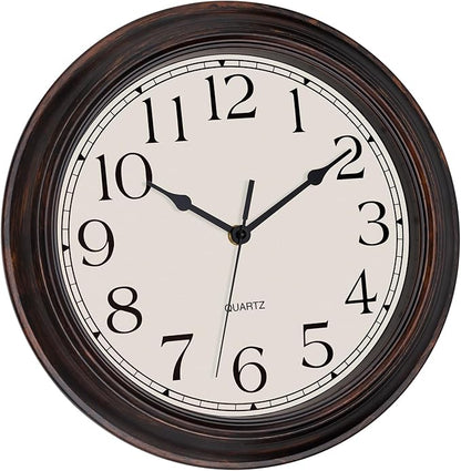 Lumuasky Retro Wall Clocks Battery Operated Silent Non-Ticking 12 Inch Classic Vintage Wall Clock Retro Rustic Style Decorative for Living Room Kitchen (Bronze)