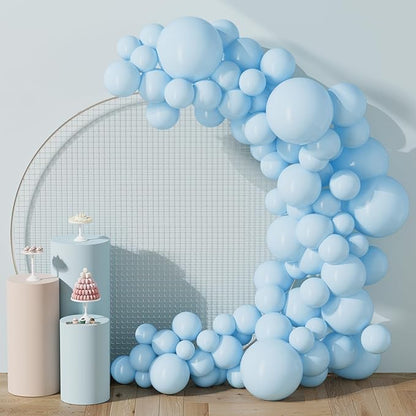 130PCS PastelBlue Balloons, Latex Balloon Different Sizes 18/12/10/5 Inch, Helium Balloons with Ribbon, Party Balloon Set for Birthday Wedding Graduation Anniversary Baby Shower Decoration