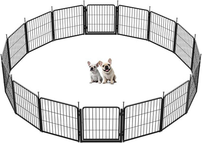 SunsGrove Dog Playpen Outdoor, Heavy Duty 24 Inch 16 Panels Dog Playpen for Small and Puppy Dogs, Free and Safe Play Dog Fence Indoor, Black