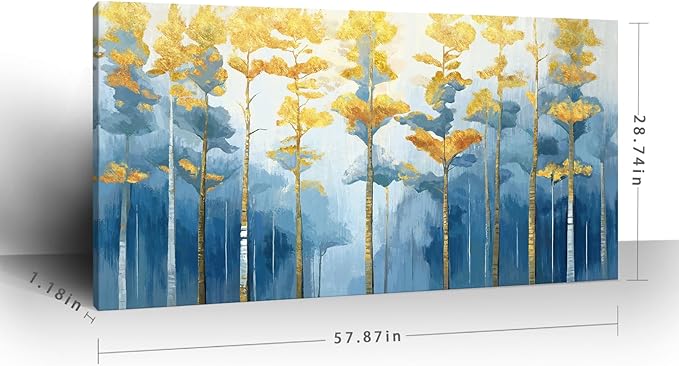 ARTZON Extra Large Canvas Wall Art for Living Room Abstract Tree of life Blue Picture Modern Nature Birch Print Horizontal Artwork Fall Forest Landscape Art Prints Bedroom Office Dining Decor 58"x29"