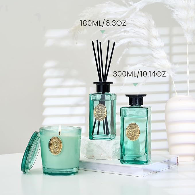 M&SENSE 10.14 oz Large Reed Diffuser | Sea Island CottonScent Oil Diffuser with Sticks |Hotel Collection Non-Toxic Essential Oil |for Bedroom Bathroom Living Room