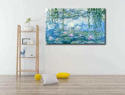 Large Water Lilies by Claude Monet Canvas Wall Art Famous Painting - Classic Canvas Art Wall Decor Picture Print with Framed for Home Office Wall Decor-24" x36"