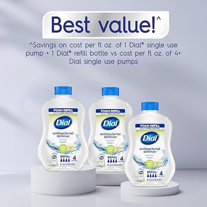 Dial Antibacterial Defense Foaming Hand Soap + Aloe, Soothing White Tea, 30 Fl Oz Hand Soap Refill (Pack of 4), Dermatologist-Tested, Gentle on Skin
