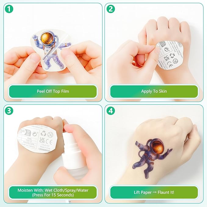 150+ Kids Glitter Temporary Tattoos for Boys – Individually Wrapped, Waterproof Tattoo Stickers – Mermaid, Dinosaur, Animal, Ocean, Space & More